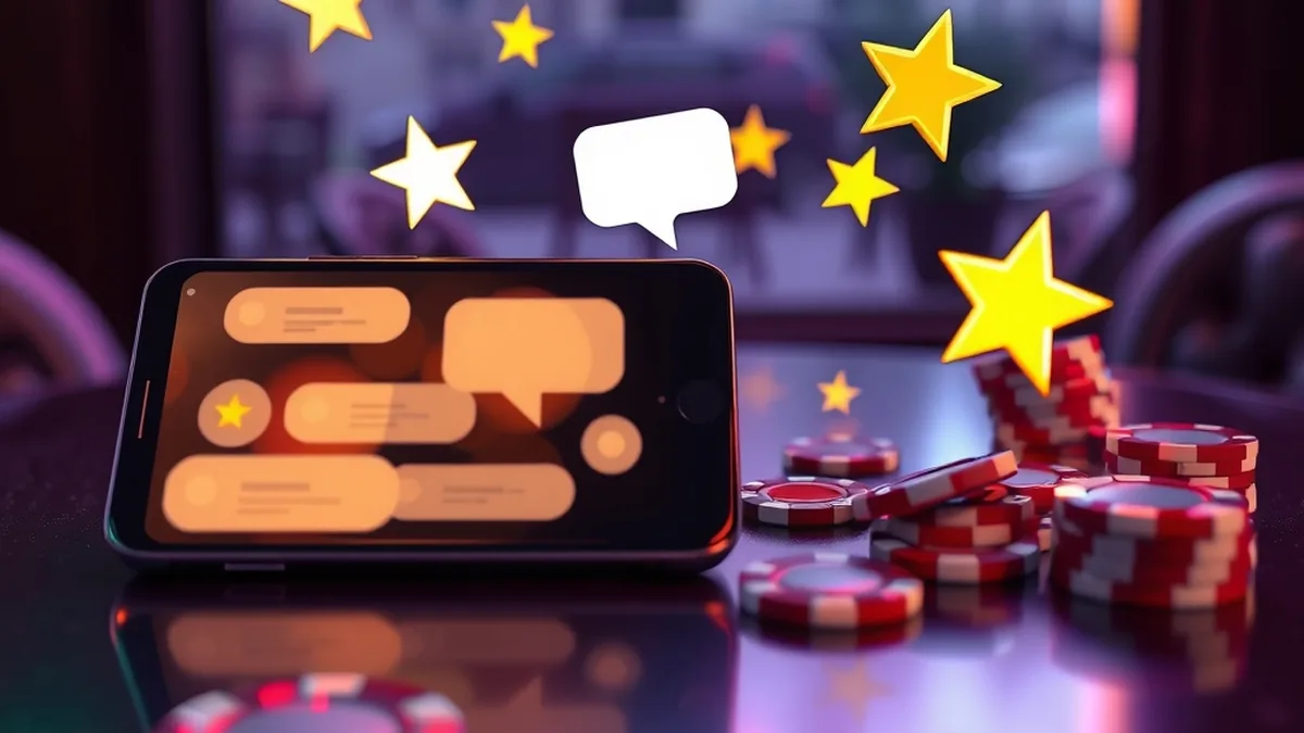Smartphone et tablette avec bulles de discussion et étoiles d'avis joueurs